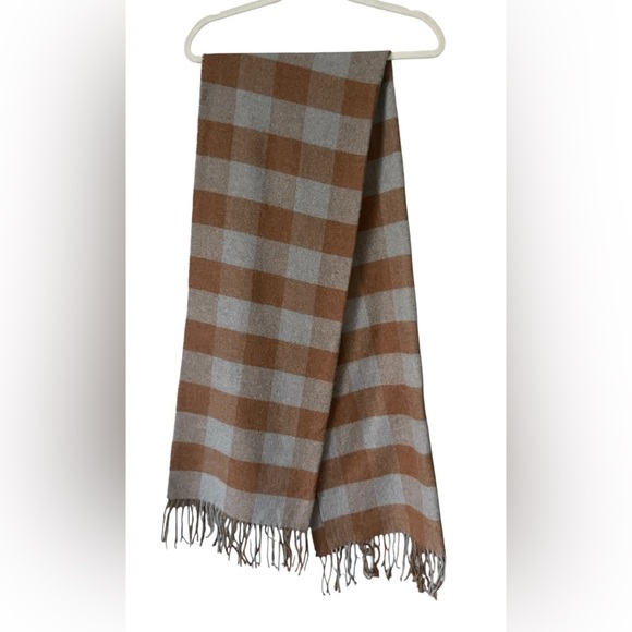 ZARA Plaid Scarf in Brown and Gray - Picture 1 of 6